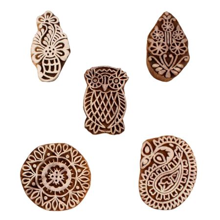 Set of 5 Piece New Mix Wooden Printing Blocks